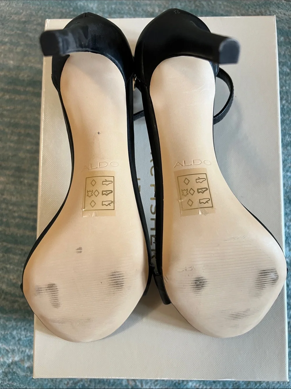 Aldo Black Open-Toe Ankle Strap Heels